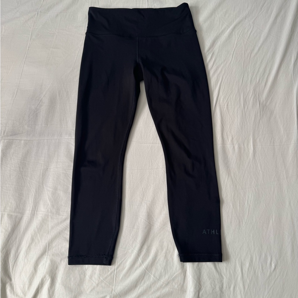 Athleta Elation Train Logo 7/8 Leggings Womens Small Black High Rise Yoga